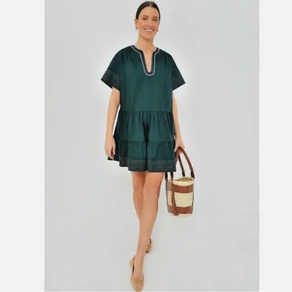 Tuckernuck Pomander Place Evergreen Kinsley Mini Dress S